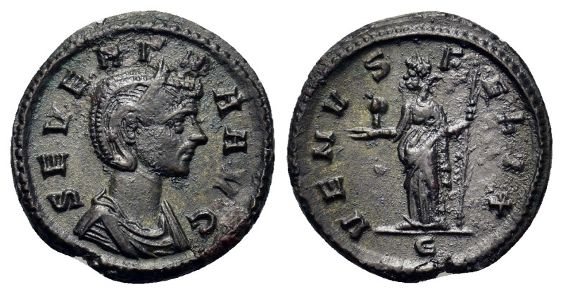 Severina (Augusta, 270-275). Æ Denarius (18mm, 2.64g). Rome, AD 275. Draped bust...