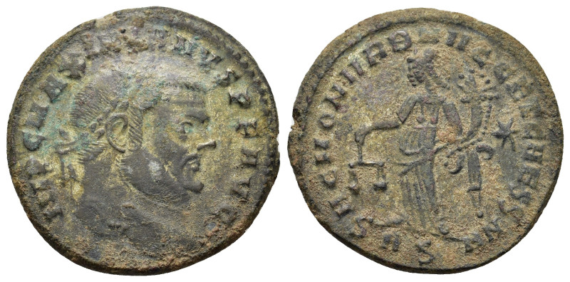 Maximianus (286-305). BI Nummus (28mm, 10g). Rome, AD 302-303. Laureate head to ...