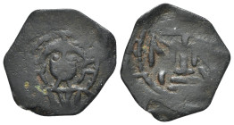 Islamic Æ Fals, imitating a Byzantine Anonymous Follis, c. 11th-12th century (25mm, 3.12g, 9h). Good Fine.