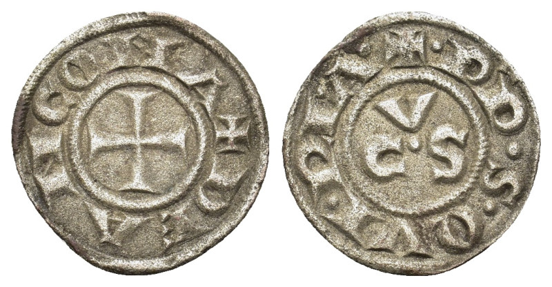 Italian States. Ancona (Republic) BI Denaro. Before 1392. Cross pattée. R/ ✠ • P...