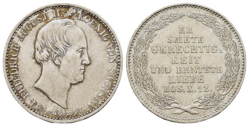 German States. Frederick Augustus II (1836-1854). AR ⅙ Thaler 1854. (27,9mm, 8,3...