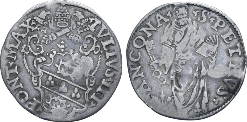 Italian States, Stato Pontificio (Papal States). Julius III AR Giulio. Ancona mi...