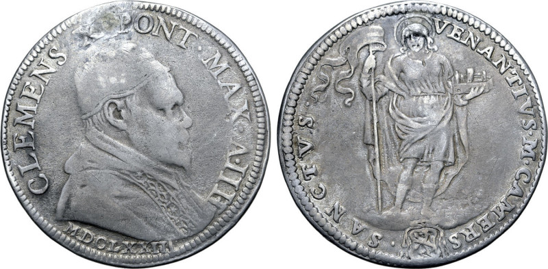 Italian States, Stato Pontificio (Papal States). Clement X AR Giulio. Rome mint,...