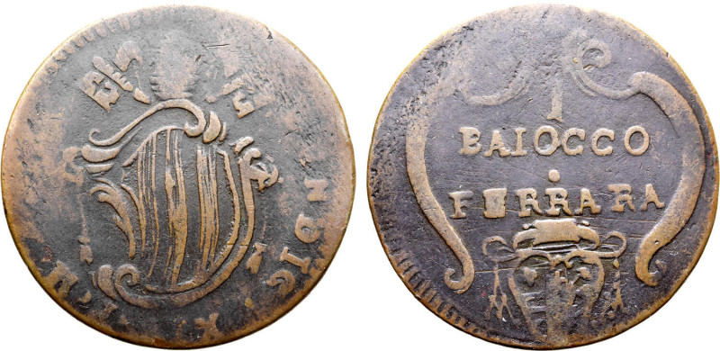 Italian States, Stato Pontificio (Papal States). Benedict XIV Æ Baiocco. Ferrara...