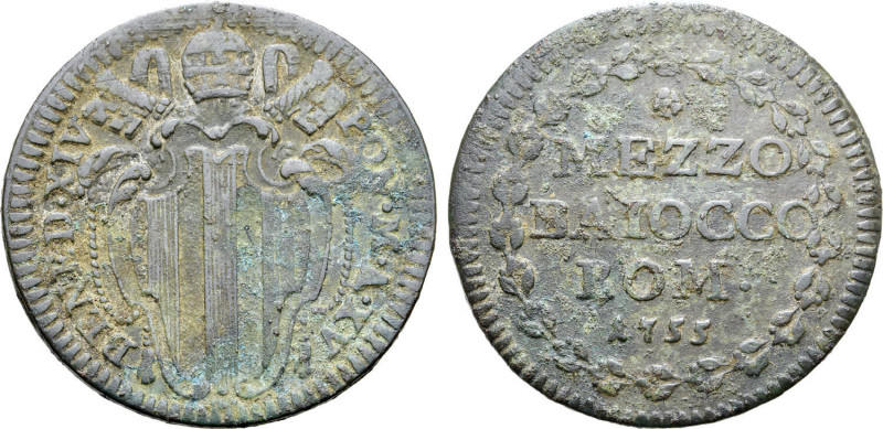 Italian States, Stato Pontificio (Papal States). Benedict XIV Æ Mezzo Baiocco. R...