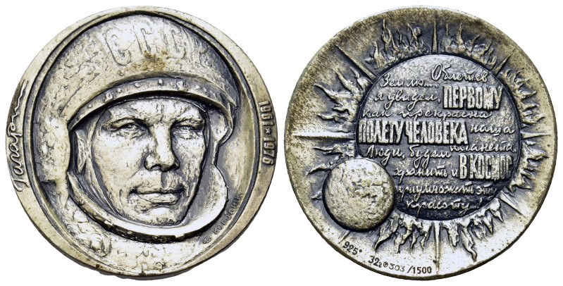 Russia. USSR medal 15 years of the first manned flight into space. Yuri Gagarin,...