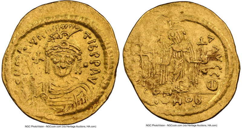 Maurice Tiberius (AD 582-602). AV light-weight solidus of 23-siliquae (23mm, 4.2...