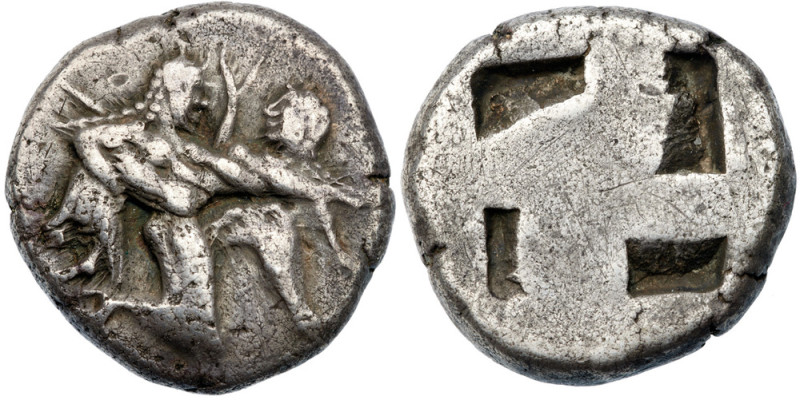 Islands off Thrace, Thasos. Silver Stater (9.59 g), ca. 500-480 BC Satyr advanci...