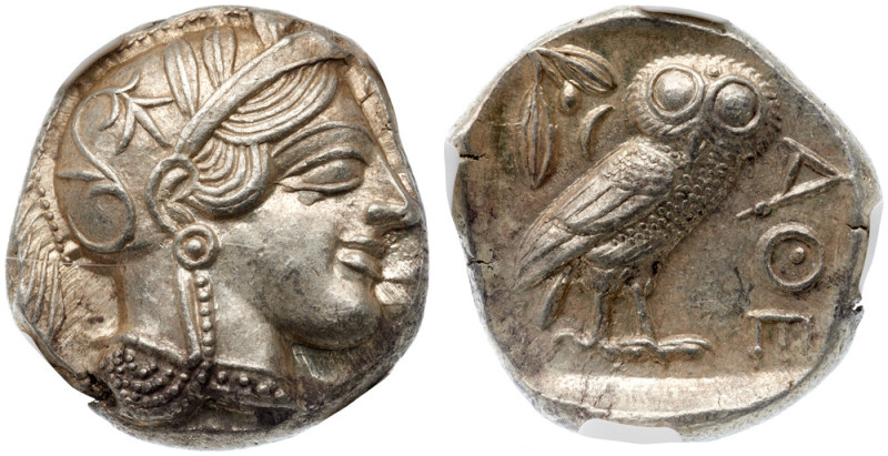 Attica, Athens. Silver Tetradrachm (17.18 g), ca. 454-404 BC Helmeted head of At...