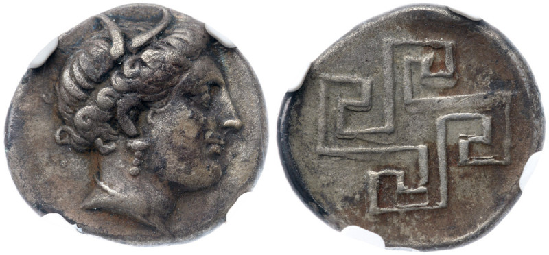 Crete, Knossos. Silver Drachm (5.01 g), ca. 320-300 BC Head of Demeter right, wr...