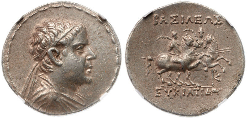 Baktrian Kingdom. Eukratides I. Silver Tetradrachm (16.96 g), ca. 171-145 BC Dia...