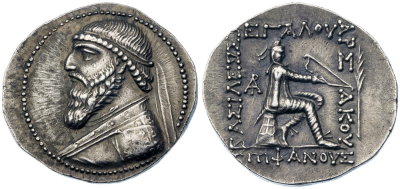 Parthian Kingdom. Mithradates II. Silver Tetradrachm (15.66 g), 121-91 BC Seleuk...