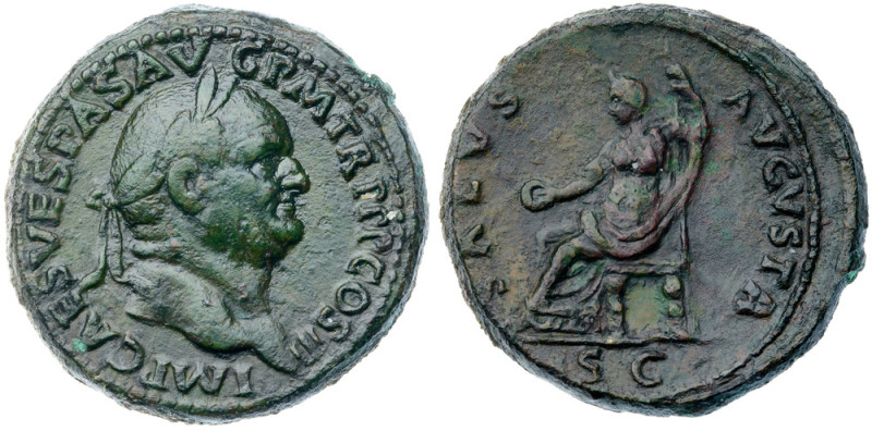 Vespasian. Æ Sestertius (27.65 g), AD 69-79 Rome, AD 71. IMP CAES VESPAS AVG P M...