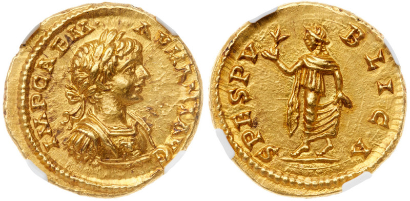 Caracalla. Gold Aureus (7.14 g), AD 198-217 Laodicea ad Mare, AD 198. IMP CAE M....