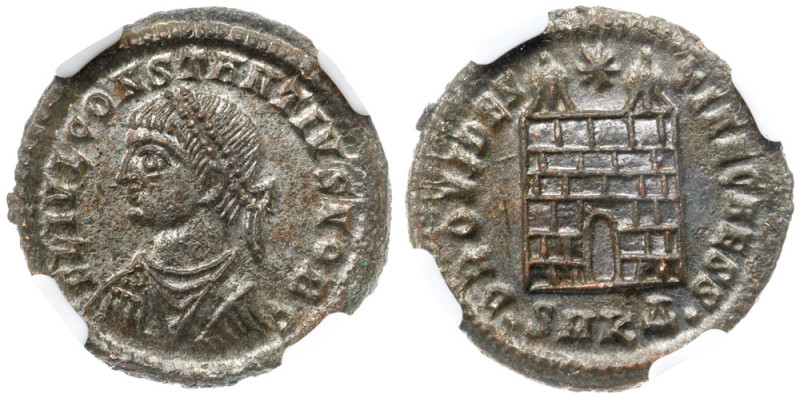 A lot of four 4th century reduced folles, all silvered and all graded MS by NGC....