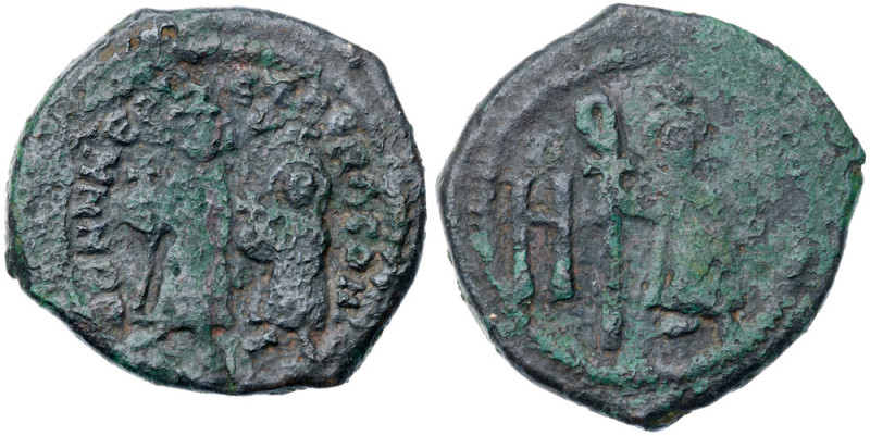 Heraclius. Æ 8 Pentanummi or Follis (8.35 g), 610-641 Cherson, 616-624. dd NN hE...