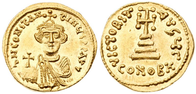 Constans II. Gold Solidus (4.49 g), 641-668 Constantinople, 642-645. δ N CONSτAN...