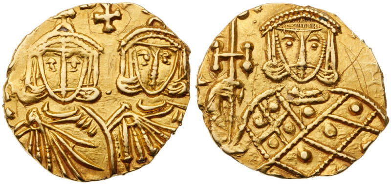 Constantine V Copronymus. Gold Solidus (3.70 g), 741-775 Syracuse, 751-775. [CO....