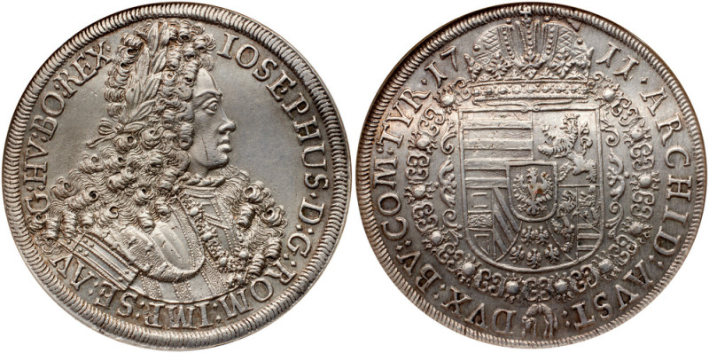 Joseph I (1705-1711). Silver Taler, 1711. Hall mint. Laureate, armored and peruk...