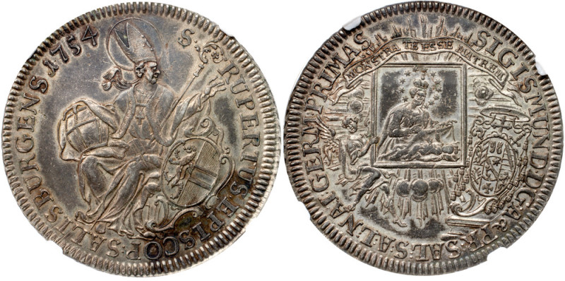 Salzburg. Sigismund v. Schrattenbach (1753-1771). Silver Taler, 1754. 28.11g. Cr...