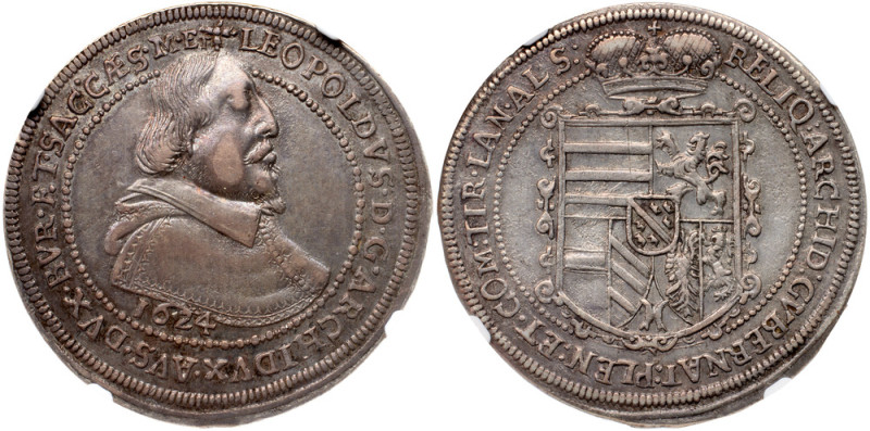 Alsace. Leopold of Austria, as Bishop of Strasbourg (1607-1626). Taler, 1624. Cl...