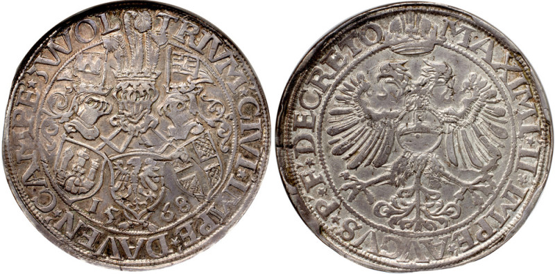 Deventer, Kampen and Zwolle. Joint coinage. Silver Arendrijksdaalder. 1568. 42 m...