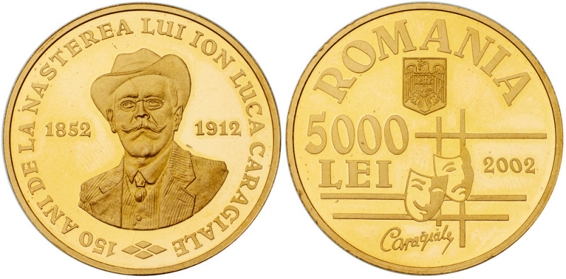 Republic. Gold 5000 Lei, 2002. 150th Anniversary of the Birth of the Playwright ...