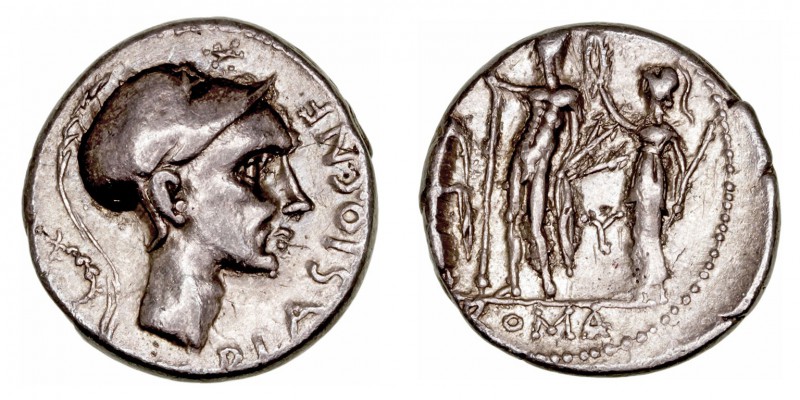 Cornelia. Denario. AR. (112-111 a.C.). A/Cabeza de Escipión el Africano, encima ...