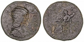 Julia Domna, esposa de S. Severo. Sestercio. AE. (193-211). R/(IVNONI LVCINAE) S.C. Juno sentada a izq. 23.59g. RIC.857. Muy escasa. BC-.