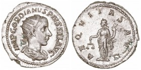 Gordiano III. Antoniniano. AR. (238-244). R/AEQVITAS AVG. 5.31g. RIC.63. Muy bonita pieza. EBC-.
