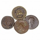 Lotes de Conjunto. Sestercio. AE. Lote de 4 monedas. Trajano (2), Antonino Pío y Marco Aurelio. BC a RC.