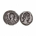 Lotes de Conjunto. Follis. AE. Lote de 2 monedas. Constantino II y Valen. Pátina negra. MBC+.