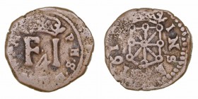 Felipe III. 4 Cornados. AE. Pamplona. 161?. 3.13g. Cal.Tipo 211. BC+.
