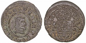 Felipe IV. 16 Maravedís. AE. Córdoba T. 1664. 4.81g. Cal.1286. MBC.