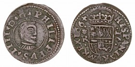 Felipe IV. 16 Maravedís. AE. Coruña R. 1664. 4.30g. Cal.1302. MBC.