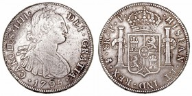 Carlos IV. 8 Reales. AR. Potosí PP. 1795. 26.77g. Cal.717. Suave y bonita pátina. MBC.