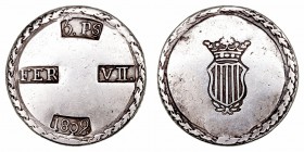Fernando VII. 5 Pesetas. AR. Tarragona. 1809. 26.59g. Cal.653. MBC-.