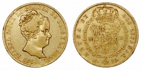 Isabel II. 80 Reales. AV. Barcelona PS. 1840. 6.68g. Cal.56. Golpecitos en canto. BC.