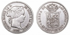Isabel II. 40 Céntimos de Escudo. AR. Madrid. 1866. 5.06g. Cal.338. MBC.