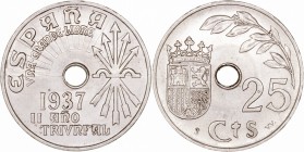Estado Español. 25 Céntimos. Cuproníquel. 1937 SVV. 7.09g. Cal.123. SC-/SC.
