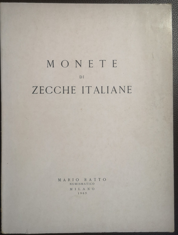 Libri. Catalogo d'Asta di Monete di Zecche Italiane. Editore Mario Ratto Numisma...