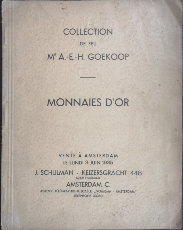 Libri. Schulman. Catalogue de la Collection de Monnaies d'or de Feu Me A.-E.-H. ...