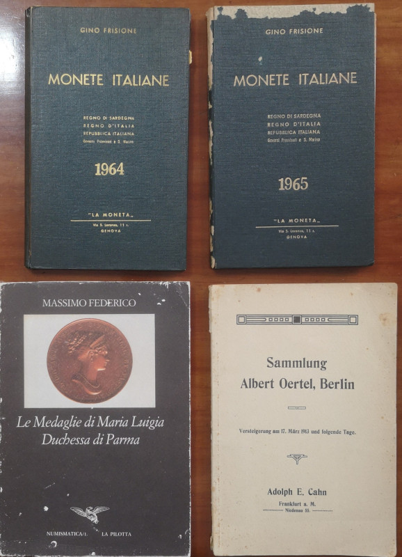 Libri. Lotto di 4 Monografie. Frisione: Monete Italiane 1964 e 1965. Cahn: Antik...
