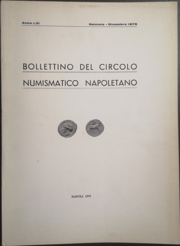 Libri. Bollettino del Circolo Numismatico Napoletano. Napoli 1976. Buone Condizi...