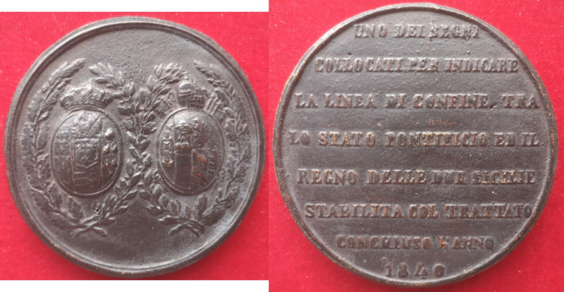 Medaglie. Napoli. Ferdinando II. 1830-1859. Medaglia 1840. Per la linea di confi...