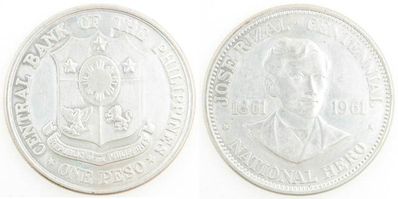 Filippine. Peso 1961. Ag. KM# 192. Peso gr. 26,71. Diametro mm. 37. SPL. (4323)