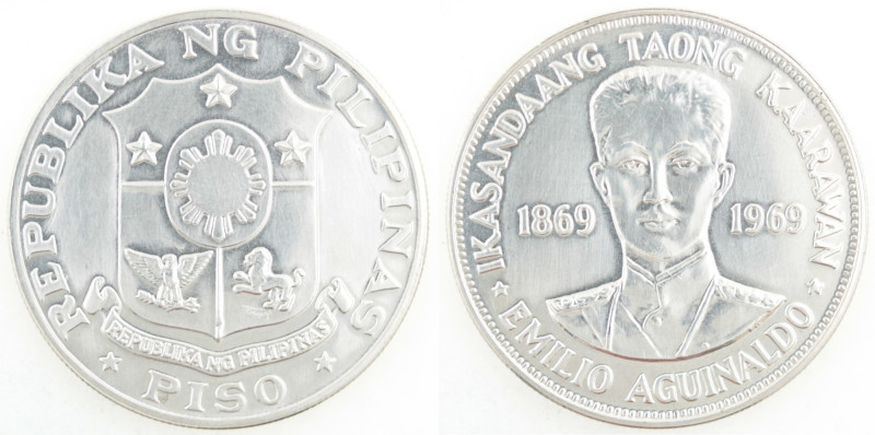 Filippine. Piso 1969. Aguinaldo. Ag. KM# 201. Peso gr. 26,69. Diametro mm. 38. S...