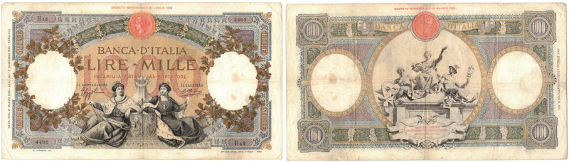 Cartamoneta. Regno d'Italia. Vittorio Emanuele III. 1.000 Lire Regine del Mare. ...