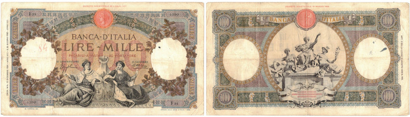 Cartamoneta. Regno d'Italia. Vittorio Emanuele III. 1.000 Lire Regine del Mare. ...