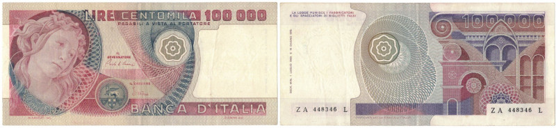 Cartamoneta. Repubblica Italiana. 100.000 Lire Botticelli. D.M. 1-07-80. Gig. BI...